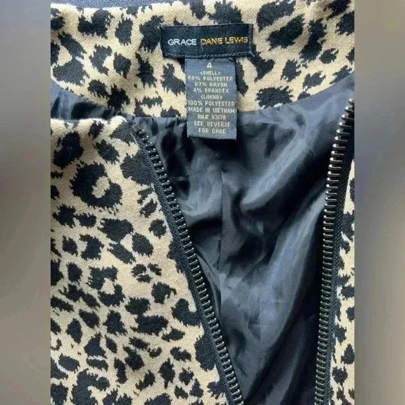 Grace Dane Lewis Leopard Print Flared Dress Coat – Size 4 - Picture 5 of 11